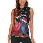 Australia Palm Cockatoo Christmas Women Sleeveless Polo Shirt Probosciger Aterrimus Waratah Merry Chrissie - undefined