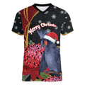 Australia Palm Cockatoo Christmas Women V-Neck T-Shirt Probosciger Aterrimus Waratah Merry Chrissie - Aussie Hoodie