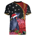 Australia Palm Cockatoo Christmas Women V-Neck T-Shirt Probosciger Aterrimus Waratah Merry Chrissie - Aussie Hoodie
