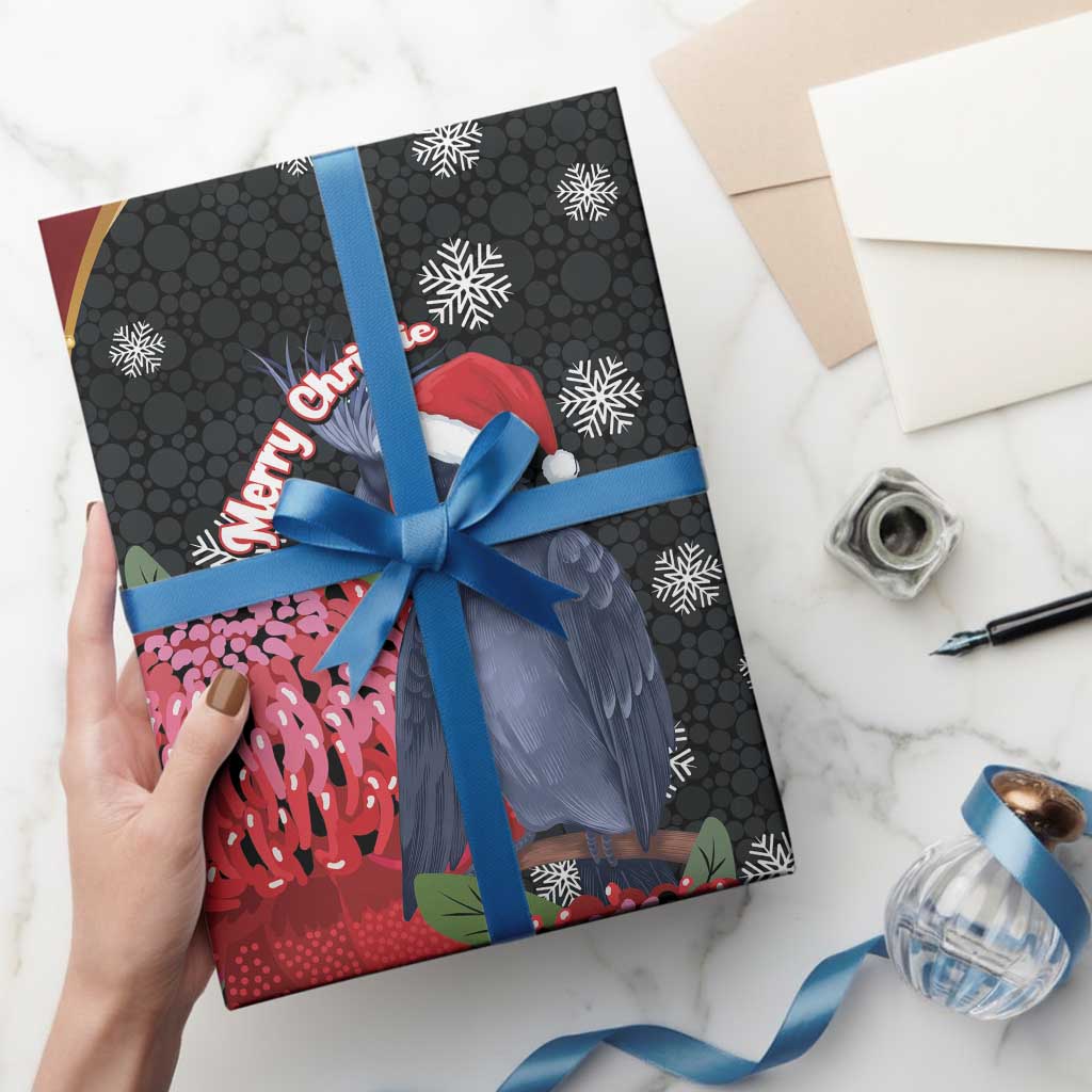 Australia Palm Cockatoo Christmas Wrapping Paper Probosciger Aterrimus Waratah Merry Chrissie - Aussie Hoodie