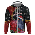 Australia Palm Cockatoo Christmas Zip Hoodie Probosciger Aterrimus Waratah Merry Chrissie - Aussie Hoodie
