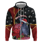 Australia Palm Cockatoo Christmas Zip Hoodie Probosciger Aterrimus Waratah Merry Chrissie - Aussie Hoodie