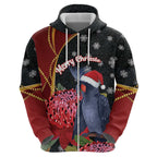 Australia Palm Cockatoo Christmas Zip Hoodie Probosciger Aterrimus Waratah Merry Chrissie - Aussie Hoodie