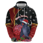 Australia Palm Cockatoo Christmas Zip Hoodie Probosciger Aterrimus Waratah Merry Chrissie - Aussie Hoodie