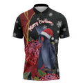 Australia Palm Cockatoo Christmas Zipper Polo Shirt Probosciger Aterrimus Waratah Merry Chrissie - Aussie Hoodie