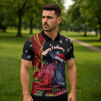 Australia Palm Cockatoo Christmas Zipper Polo Shirt Probosciger Aterrimus Waratah Merry Chrissie - Aussie Hoodie