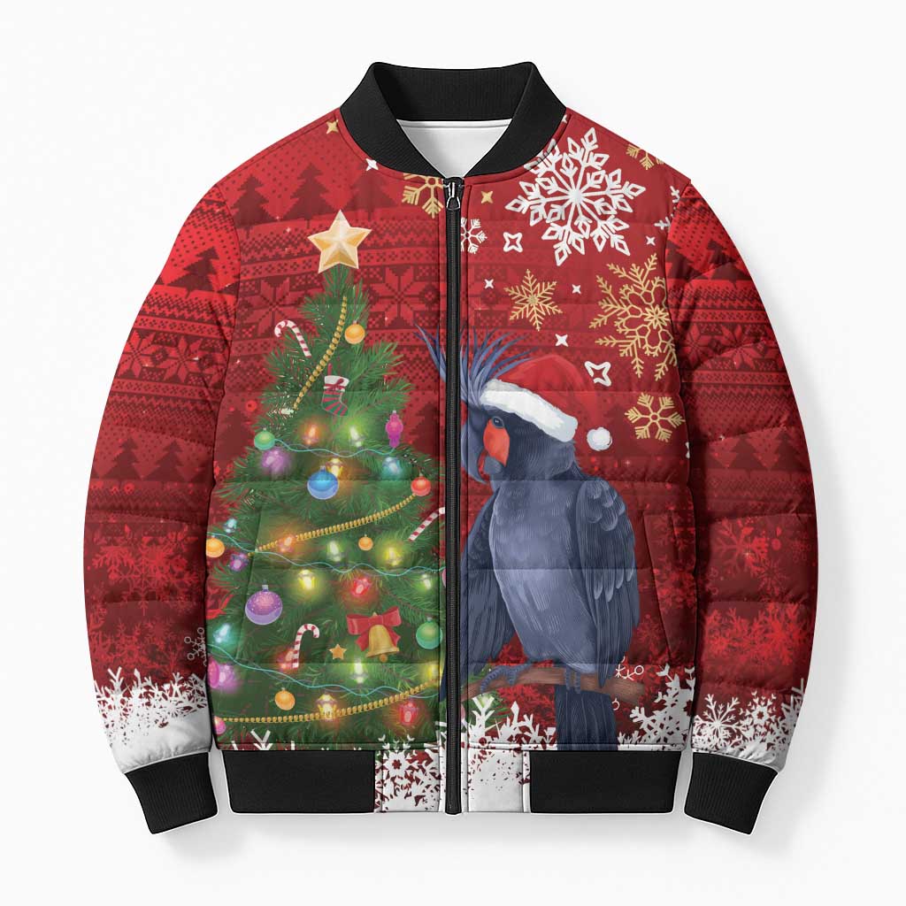 Australia Palm Cockatoo Christmas Bomber Puffer Jacket Goliath Cockatoo Santa Merry Chrissie - Aussie Hoodie
