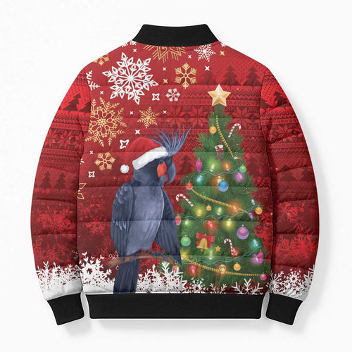 Australia Palm Cockatoo Christmas Bomber Puffer Jacket Goliath Cockatoo Santa Merry Chrissie - Aussie Hoodie