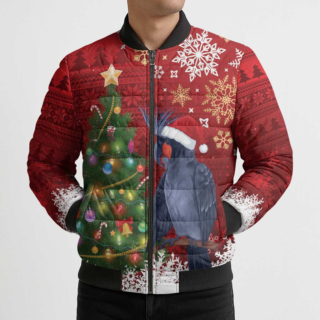 Australia Palm Cockatoo Christmas Bomber Puffer Jacket Goliath Cockatoo Santa Merry Chrissie - Aussie Hoodie