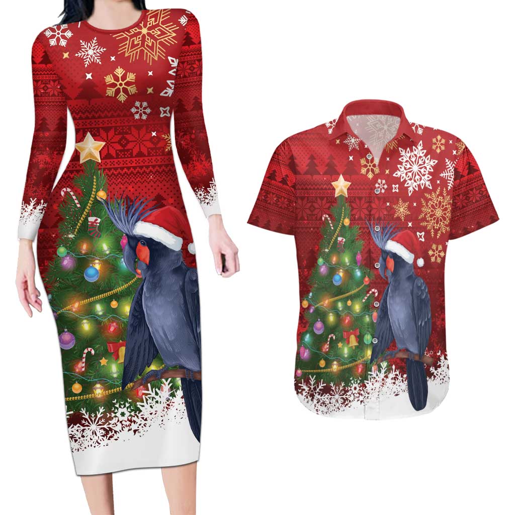 Australia Palm Cockatoo Christmas Couples Matching Long Sleeve Bodycon Dress and Hawaiian Shirt Goliath Cockatoo Santa Merry Chrissie - Aussie Hoodie