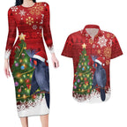 Australia Palm Cockatoo Christmas Couples Matching Long Sleeve Bodycon Dress and Hawaiian Shirt Goliath Cockatoo Santa Merry Chrissie - Aussie Hoodie