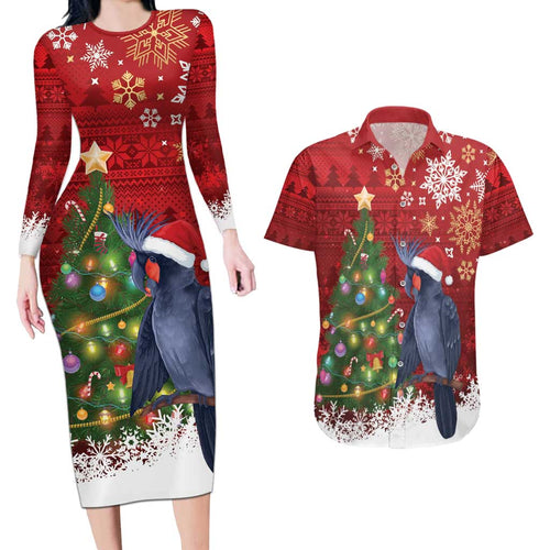 Australia Palm Cockatoo Christmas Couples Matching Long Sleeve Bodycon Dress and Hawaiian Shirt Goliath Cockatoo Santa Merry Chrissie - Aussie Hoodie