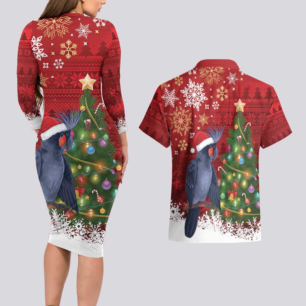 Australia Palm Cockatoo Christmas Couples Matching Long Sleeve Bodycon Dress and Hawaiian Shirt Goliath Cockatoo Santa Merry Chrissie - Aussie Hoodie