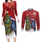 Australia Palm Cockatoo Christmas Couples Matching Long Sleeve Bodycon Dress and Long Sleeve Button Shirt Goliath Cockatoo Santa Merry Chrissie - Aussie Hoodie