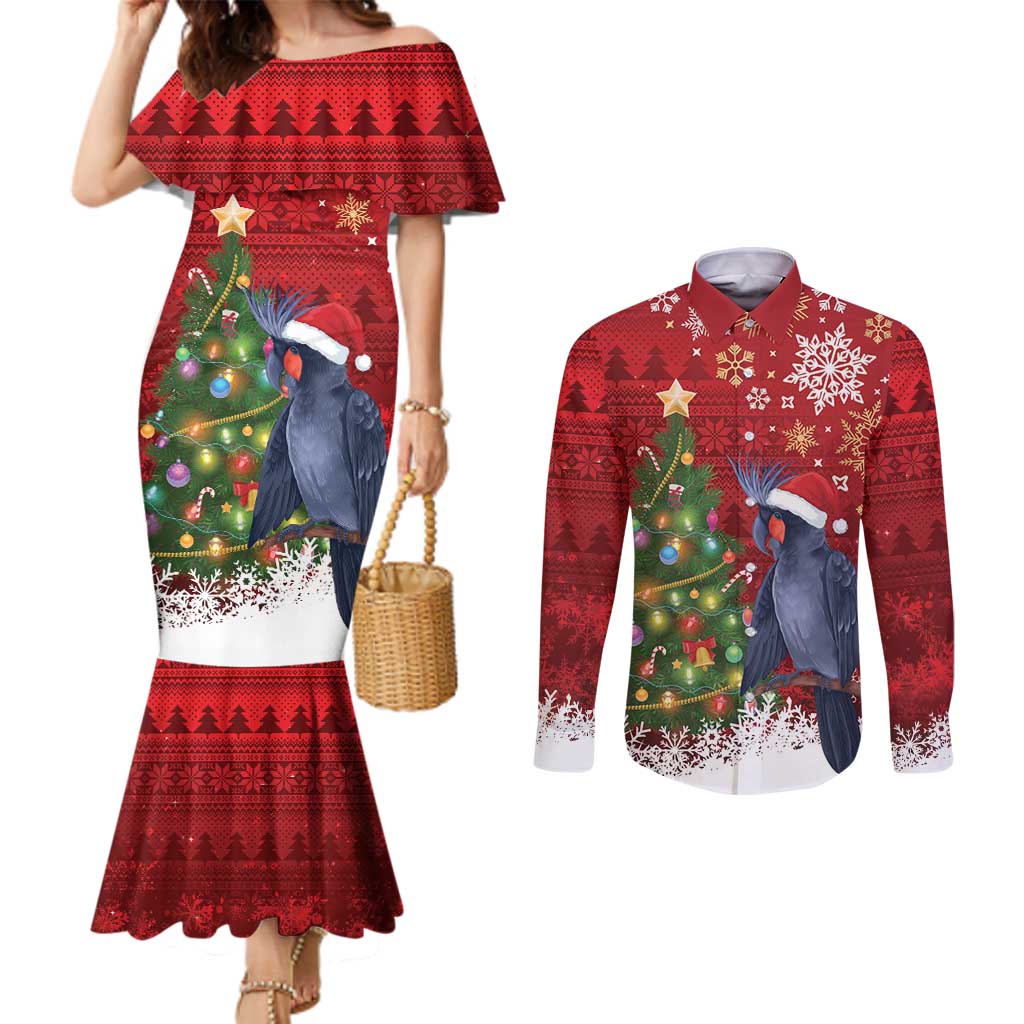 Australia Palm Cockatoo Christmas Couples Matching Mermaid Dress and Long Sleeve Button Shirt Goliath Cockatoo Santa Merry Chrissie - Aussie Hoodie