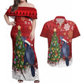 Australia Palm Cockatoo Christmas Couples Matching Off Shoulder Maxi Dress and Hawaiian Shirt Goliath Cockatoo Santa Merry Chrissie - Aussie Hoodie