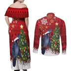 Australia Palm Cockatoo Christmas Couples Matching Off Shoulder Maxi Dress and Long Sleeve Button Shirt Goliath Cockatoo Santa Merry Chrissie - Aussie Hoodie