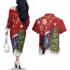 Australia Palm Cockatoo Christmas Couples Matching Off The Shoulder Long Sleeve Dress and Hawaiian Shirt Goliath Cockatoo Santa Merry Chrissie - Aussie Hoodie