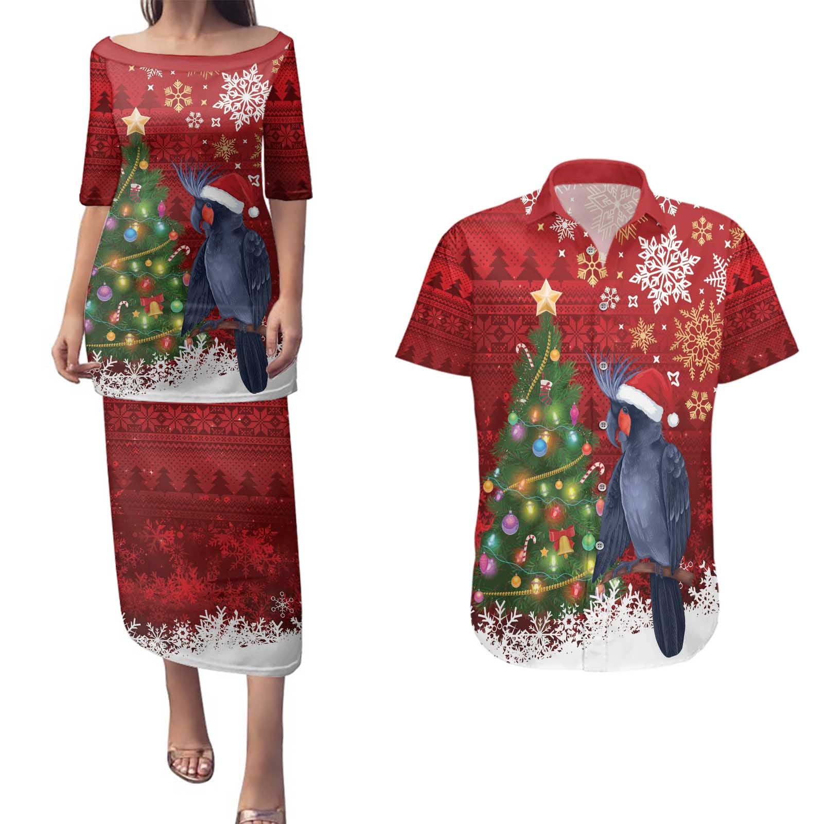 Australia Palm Cockatoo Christmas Couples Matching Puletasi and Hawaiian Shirt Goliath Cockatoo Santa Merry Chrissie - Aussie Hoodie
