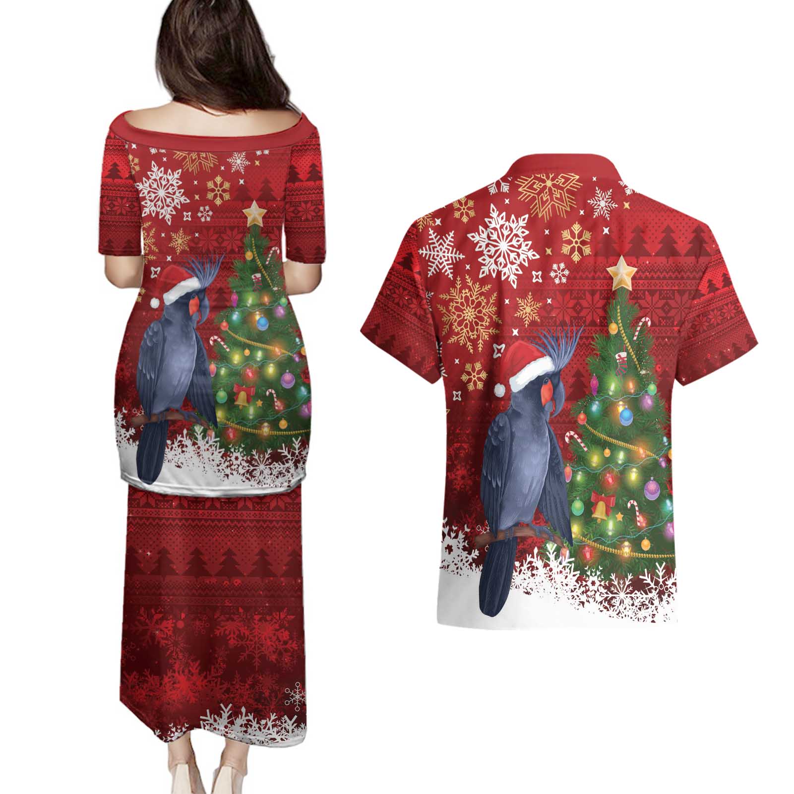 Australia Palm Cockatoo Christmas Couples Matching Puletasi and Hawaiian Shirt Goliath Cockatoo Santa Merry Chrissie - Aussie Hoodie