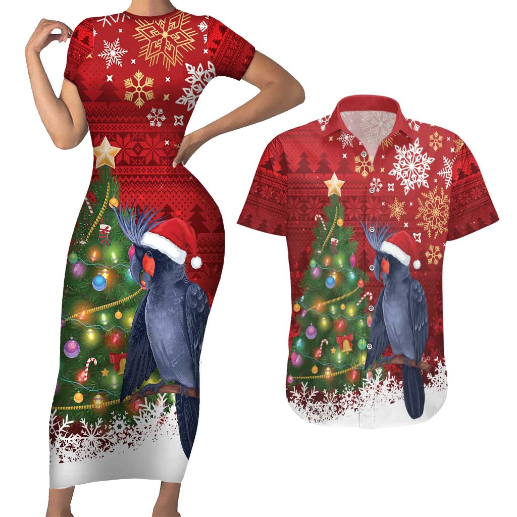 Australia Palm Cockatoo Christmas Couples Matching Short Sleeve Bodycon Dress and Hawaiian Shirt Goliath Cockatoo Santa Merry Chrissie - Aussie Hoodie