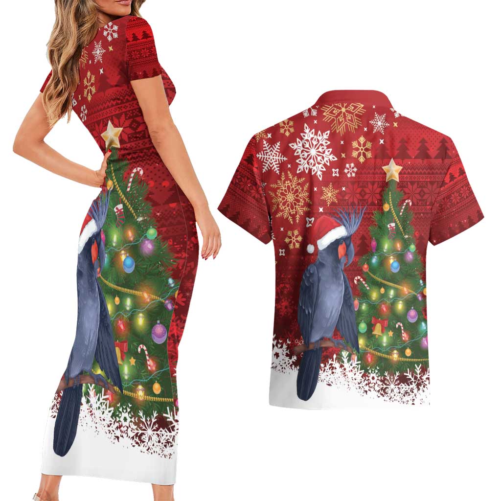 Australia Palm Cockatoo Christmas Couples Matching Short Sleeve Bodycon Dress and Hawaiian Shirt Goliath Cockatoo Santa Merry Chrissie - Aussie Hoodie