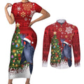 Australia Palm Cockatoo Christmas Couples Matching Short Sleeve Bodycon Dress and Long Sleeve Button Shirt Goliath Cockatoo Santa Merry Chrissie - Aussie Hoodie