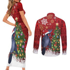 Australia Palm Cockatoo Christmas Couples Matching Short Sleeve Bodycon Dress and Long Sleeve Button Shirt Goliath Cockatoo Santa Merry Chrissie - Aussie Hoodie