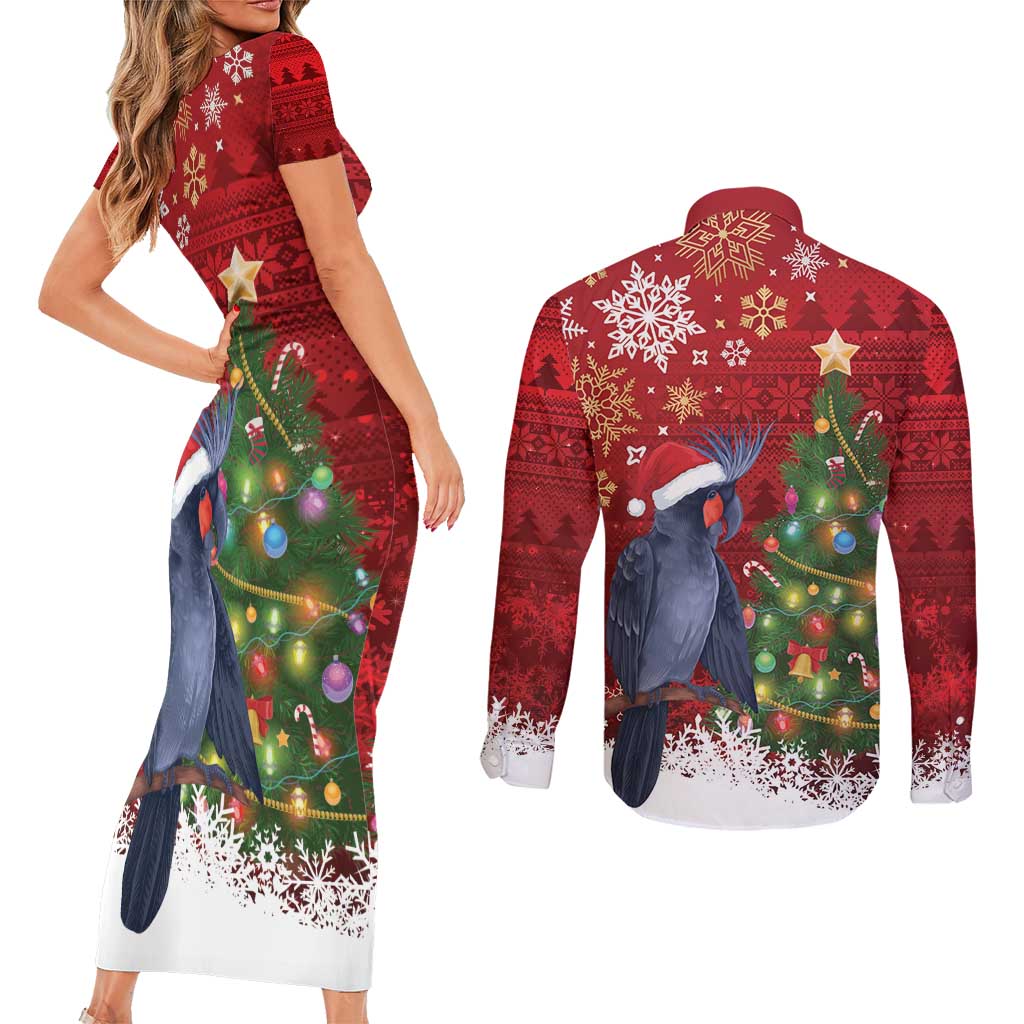 Australia Palm Cockatoo Christmas Couples Matching Short Sleeve Bodycon Dress and Long Sleeve Button Shirt Goliath Cockatoo Santa Merry Chrissie - Aussie Hoodie