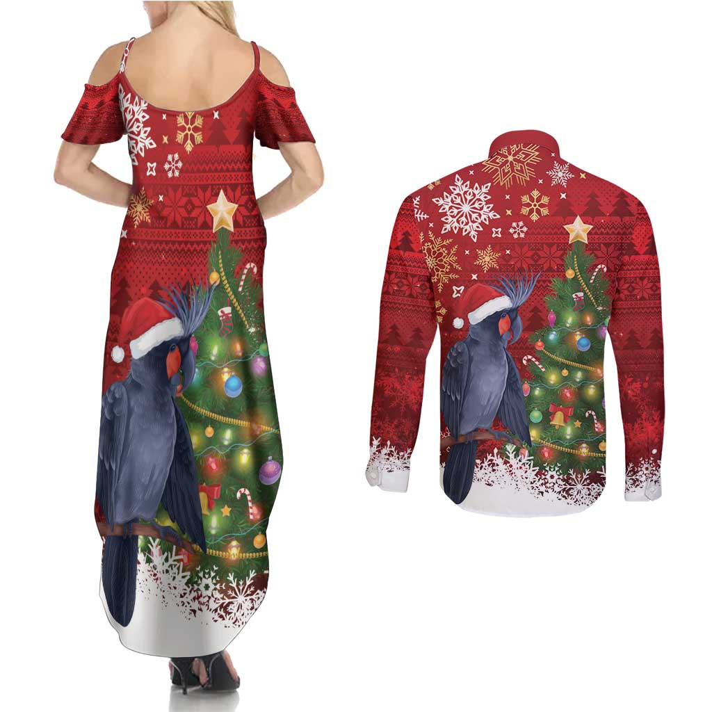 Australia Palm Cockatoo Christmas Couples Matching Summer Maxi Dress and Long Sleeve Button Shirt Goliath Cockatoo Santa Merry Chrissie - Aussie Hoodie