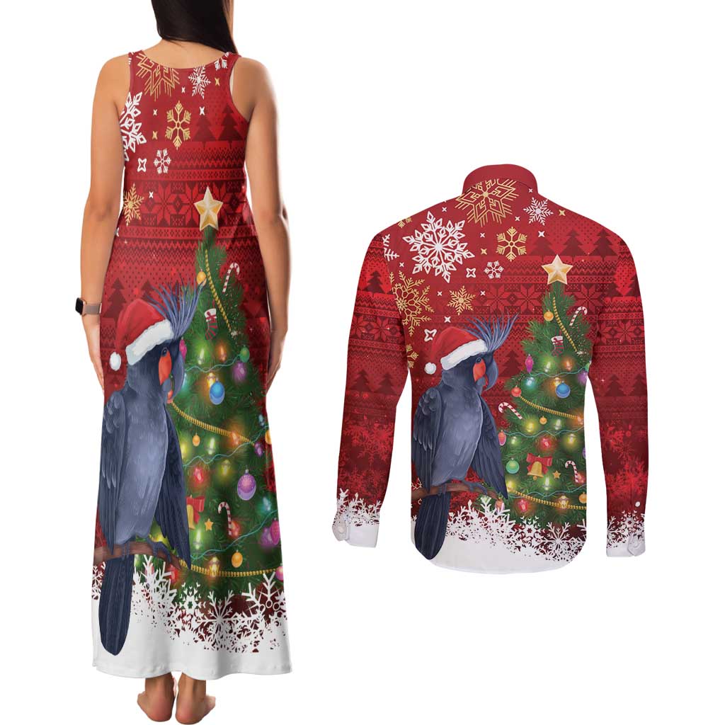 Australia Palm Cockatoo Christmas Couples Matching Tank Maxi Dress and Long Sleeve Button Shirt Goliath Cockatoo Santa Merry Chrissie - Aussie Hoodie