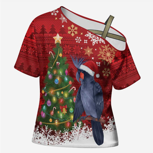 Australia Palm Cockatoo Christmas Cross Shoulder Shirt Goliath Cockatoo Santa Merry Chrissie - Aussie Hoodie