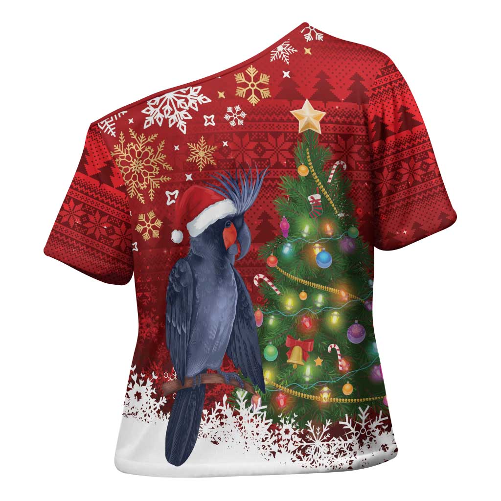 Australia Palm Cockatoo Christmas Cross Shoulder Shirt Goliath Cockatoo Santa Merry Chrissie - Aussie Hoodie