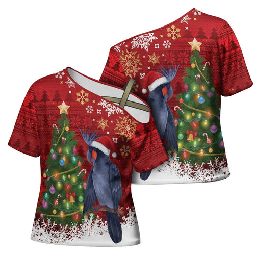 Australia Palm Cockatoo Christmas Cross Shoulder Shirt Goliath Cockatoo Santa Merry Chrissie - Aussie Hoodie