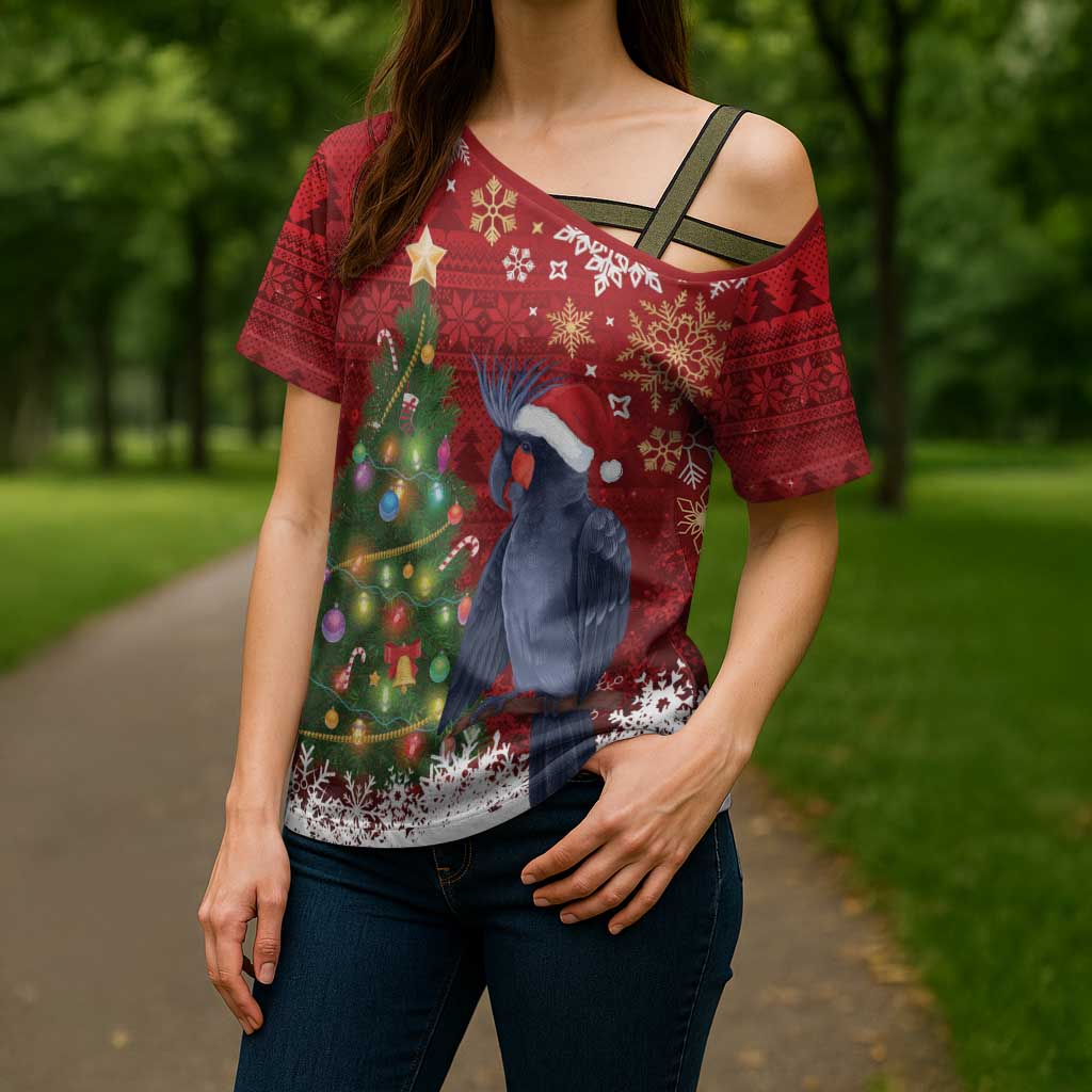 Australia Palm Cockatoo Christmas Cross Shoulder Shirt Goliath Cockatoo Santa Merry Chrissie - Aussie Hoodie
