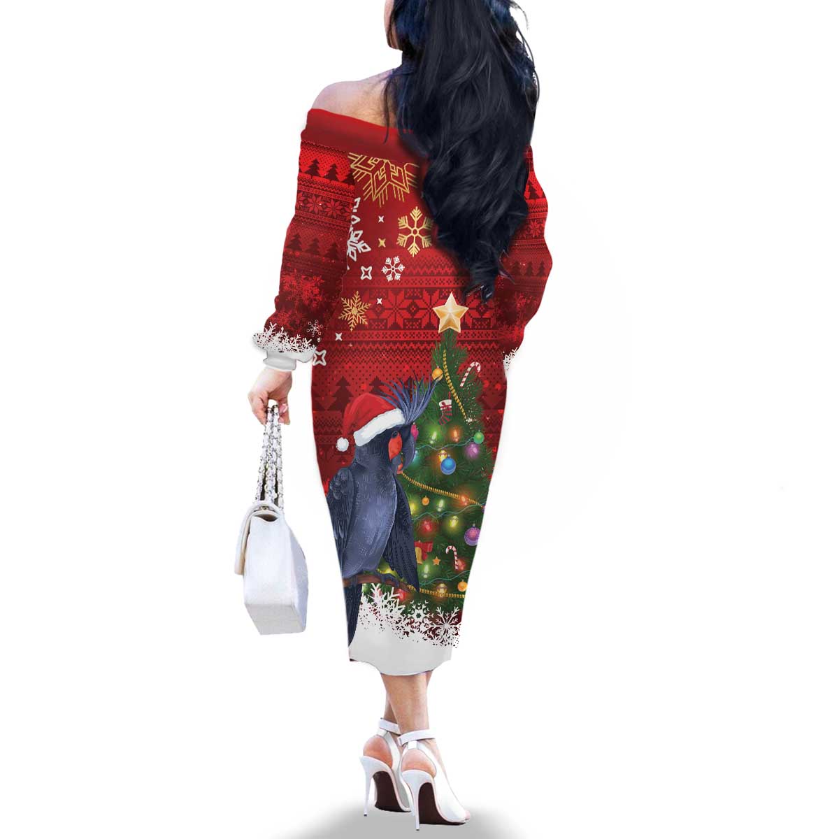 Australia Palm Cockatoo Christmas Family Matching Off The Shoulder Long Sleeve Dress and Hawaiian Shirt Goliath Cockatoo Santa Merry Chrissie - Aussie Hoodie