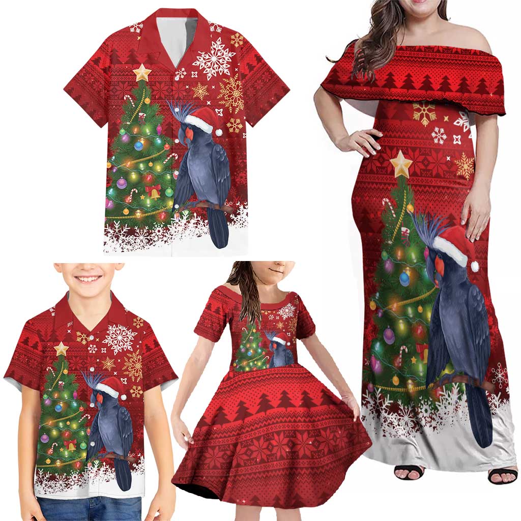 Australia Palm Cockatoo Christmas Family Matching Off Shoulder Maxi Dress and Hawaiian Shirt Goliath Cockatoo Santa Merry Chrissie - Aussie Hoodie