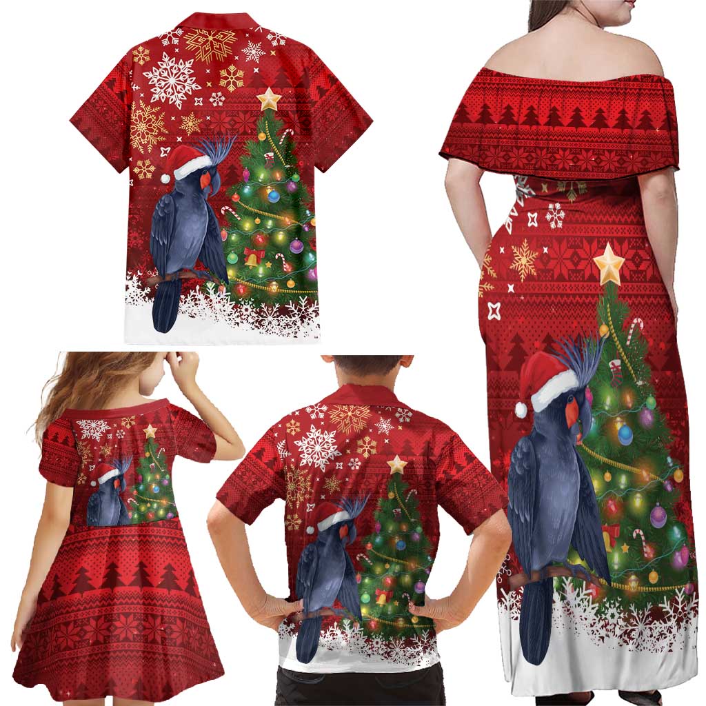 Australia Palm Cockatoo Christmas Family Matching Off Shoulder Maxi Dress and Hawaiian Shirt Goliath Cockatoo Santa Merry Chrissie - Aussie Hoodie