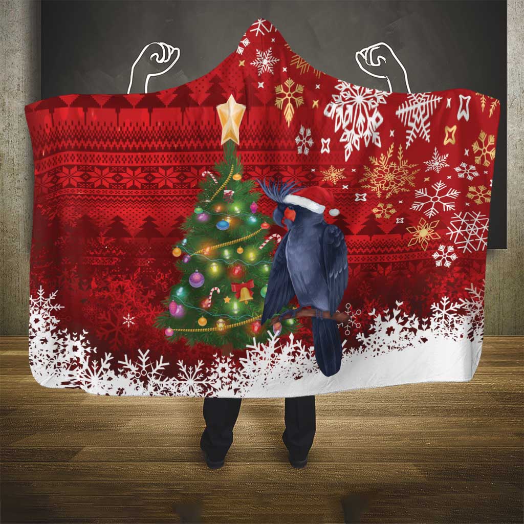 Australia Palm Cockatoo Christmas Hooded Blanket Goliath Cockatoo Santa Merry Chrissie - Aussie Hoodie