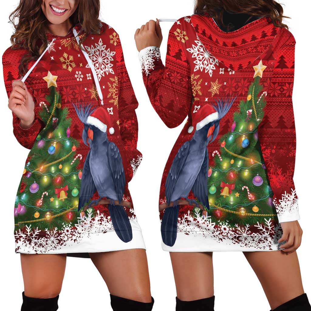 Australia Palm Cockatoo Christmas Hoodie Dress Goliath Cockatoo Santa Merry Chrissie - Aussie Hoodie