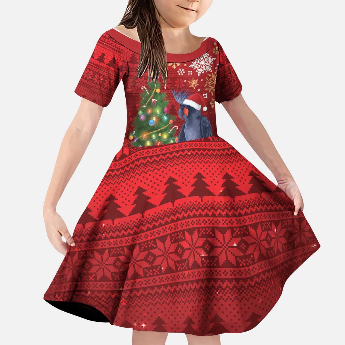 Australia Palm Cockatoo Christmas Kid Short Sleeve Dress Goliath Cockatoo Santa Merry Chrissie - Aussie Hoodie