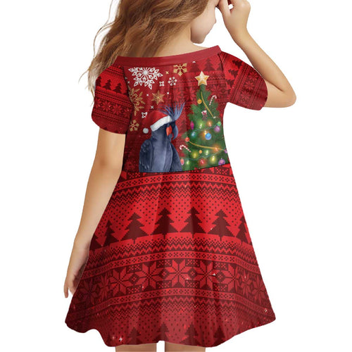 Australia Palm Cockatoo Christmas Kid Short Sleeve Dress Goliath Cockatoo Santa Merry Chrissie - Aussie Hoodie