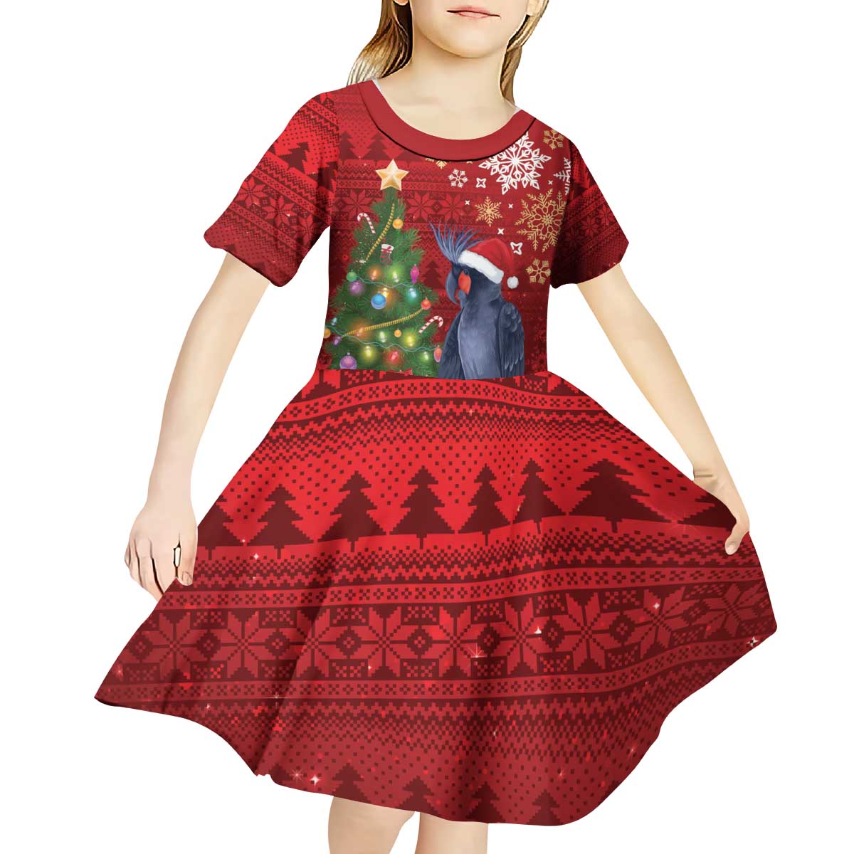 Australia Palm Cockatoo Christmas Kid Short Sleeve Dress Goliath Cockatoo Santa Merry Chrissie - Aussie Hoodie