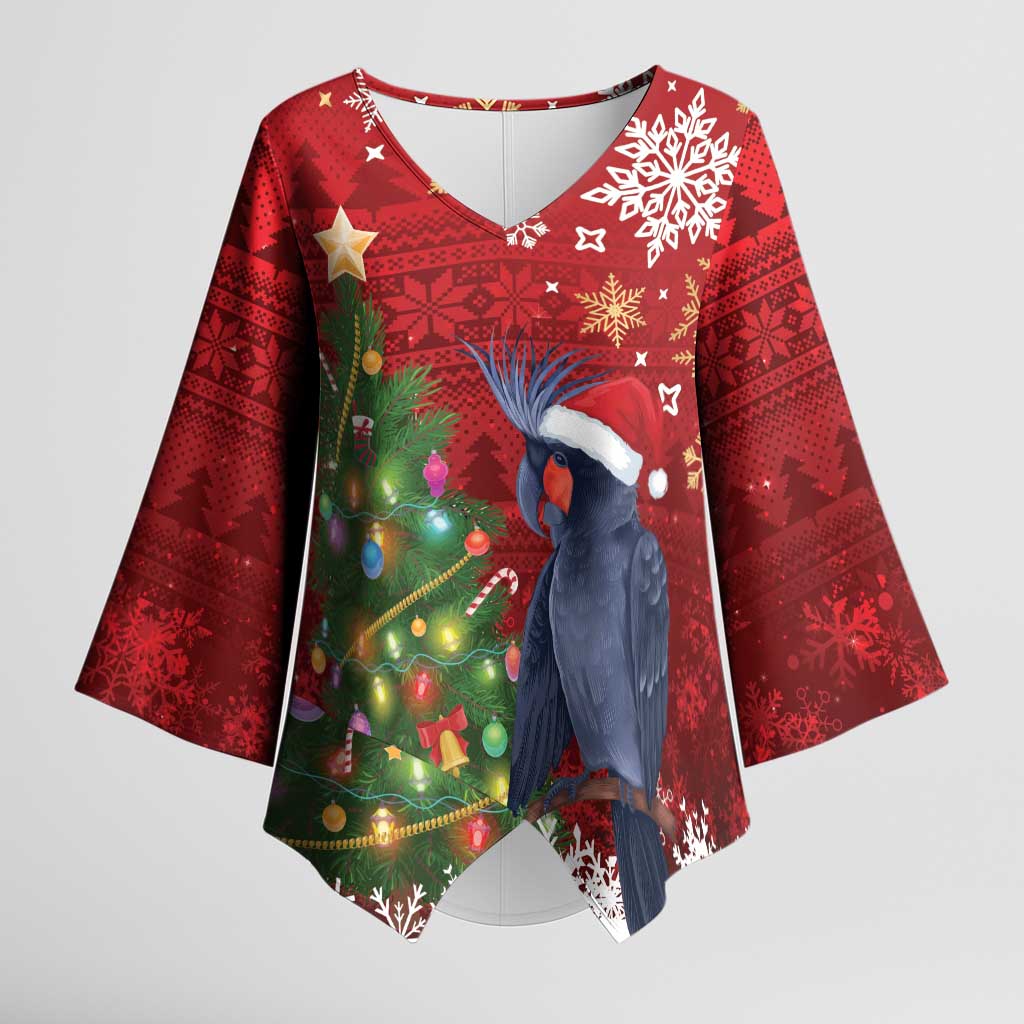 Australia Palm Cockatoo Christmas Kimono Sleeve Blouse Goliath Cockatoo Santa Merry Chrissie - Aussie Hoodie