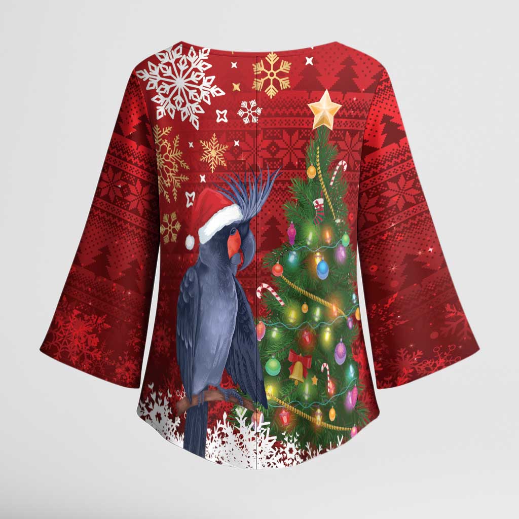 Australia Palm Cockatoo Christmas Kimono Sleeve Blouse Goliath Cockatoo Santa Merry Chrissie - Aussie Hoodie