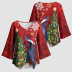 Australia Palm Cockatoo Christmas Kimono Sleeve Blouse Goliath Cockatoo Santa Merry Chrissie - Aussie Hoodie