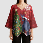 Australia Palm Cockatoo Christmas Kimono Sleeve Blouse Goliath Cockatoo Santa Merry Chrissie - Aussie Hoodie