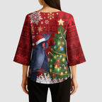 Australia Palm Cockatoo Christmas Kimono Sleeve Blouse Goliath Cockatoo Santa Merry Chrissie - Aussie Hoodie