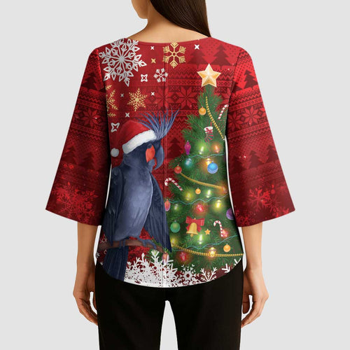 Australia Palm Cockatoo Christmas Kimono Sleeve Blouse Goliath Cockatoo Santa Merry Chrissie - Aussie Hoodie
