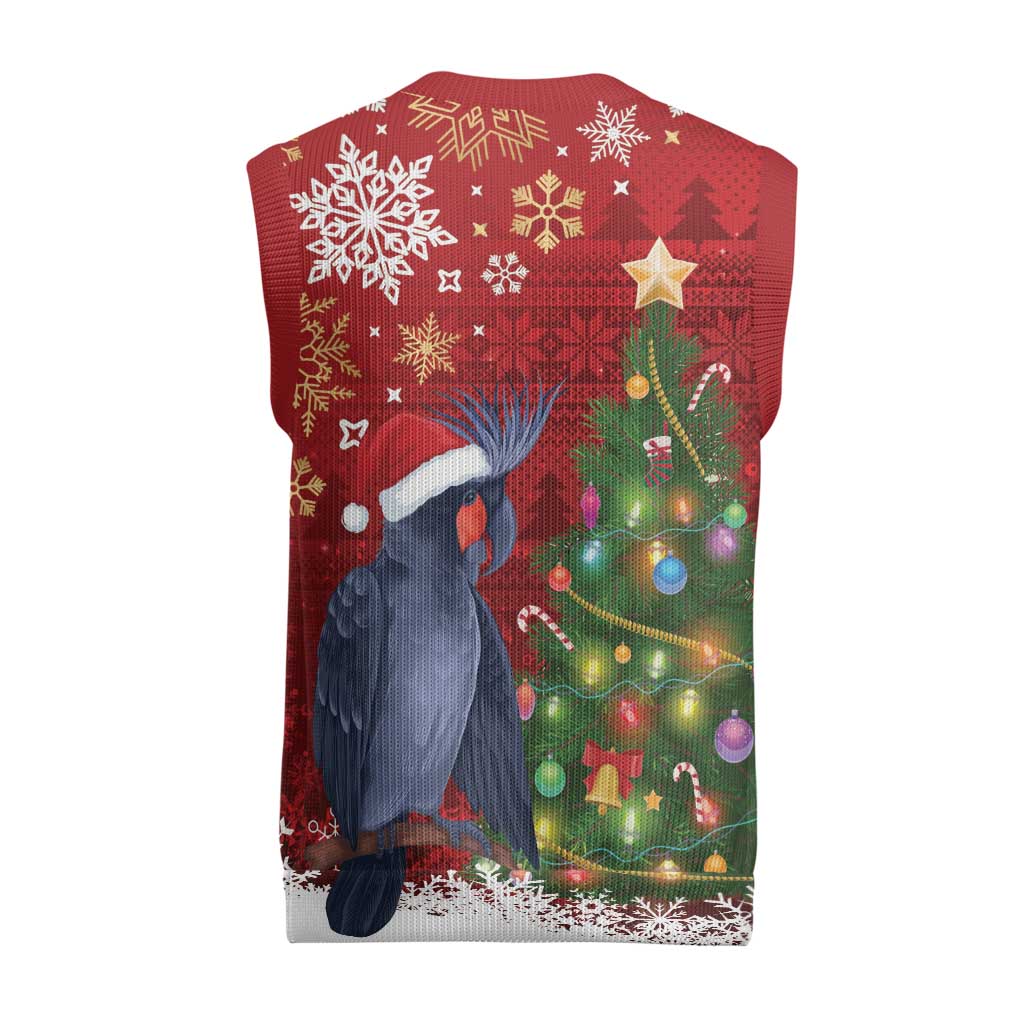 Australia Palm Cockatoo Christmas Knitted V-Neck Vest Goliath Cockatoo Santa Merry Chrissie - Aussie Hoodie
